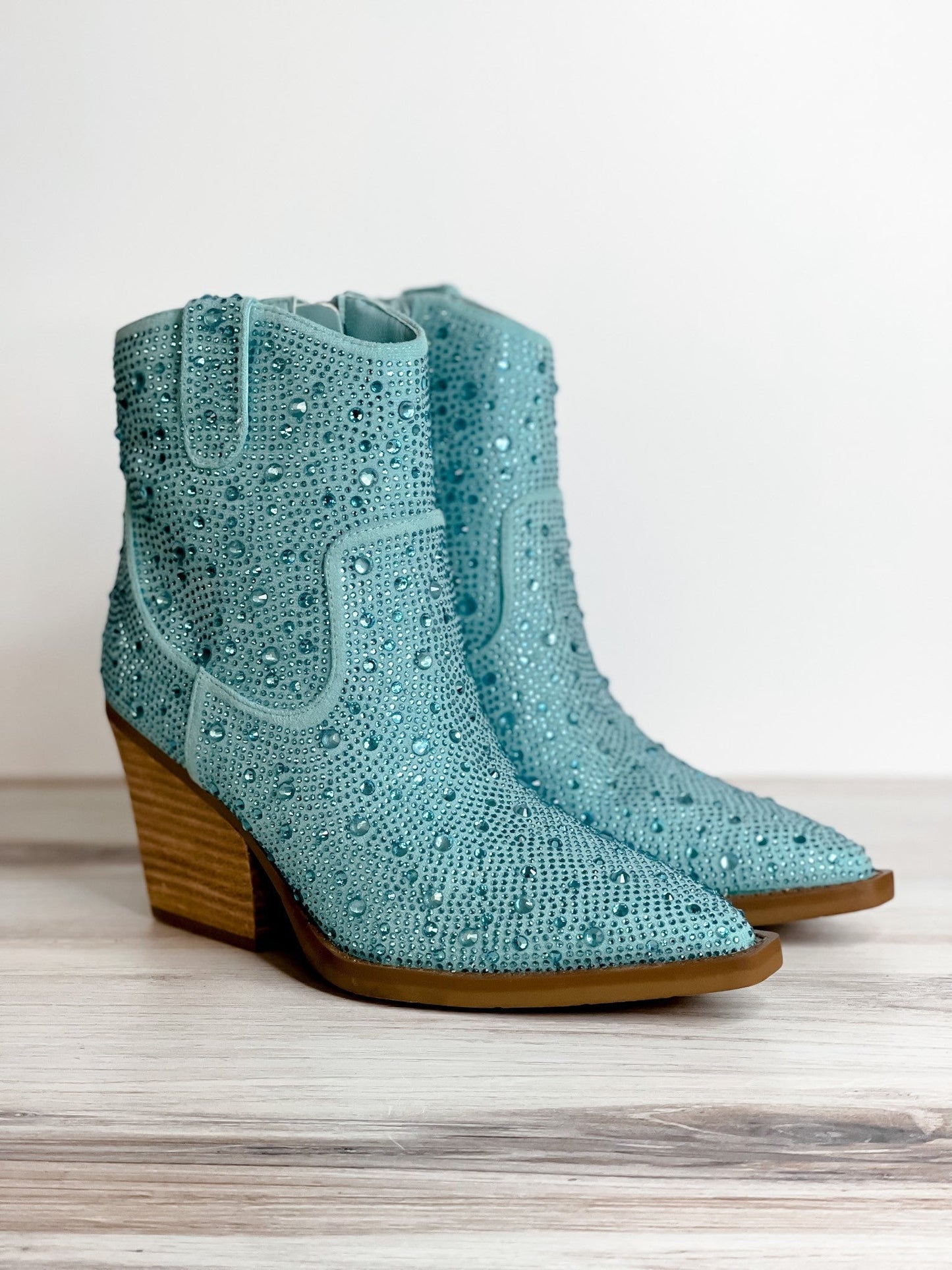 Turquoise Rhinestone Booties - Whiskey Skies