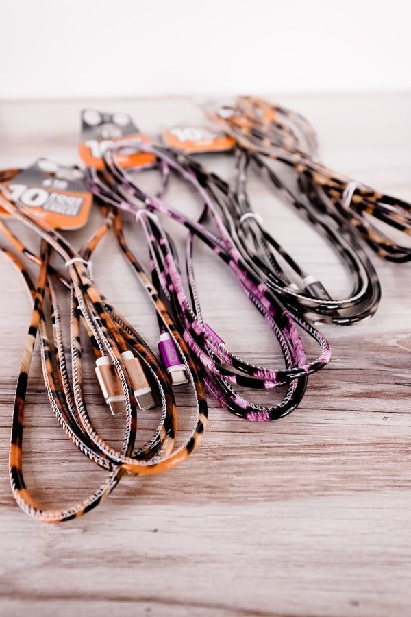 USB-C 10ft Cable Leopard Mix (Assorted) - Whiskey Skies