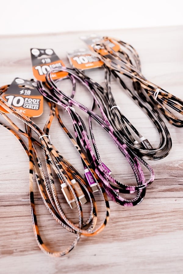 USB-C 10ft Cable Leopard Mix (Assorted) - Whiskey Skies