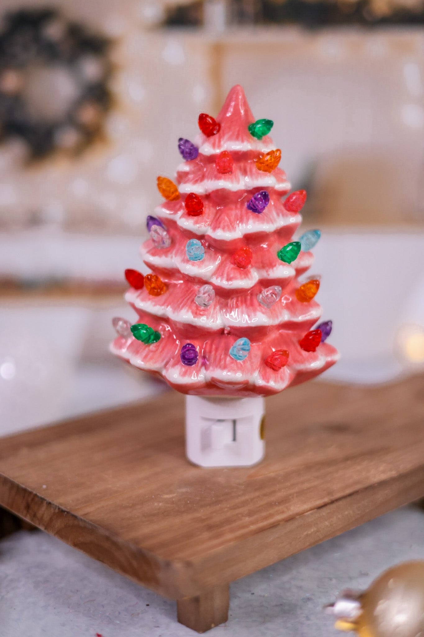 Vintage Pink Christmas Tree Plug In Light Whiskey Skies