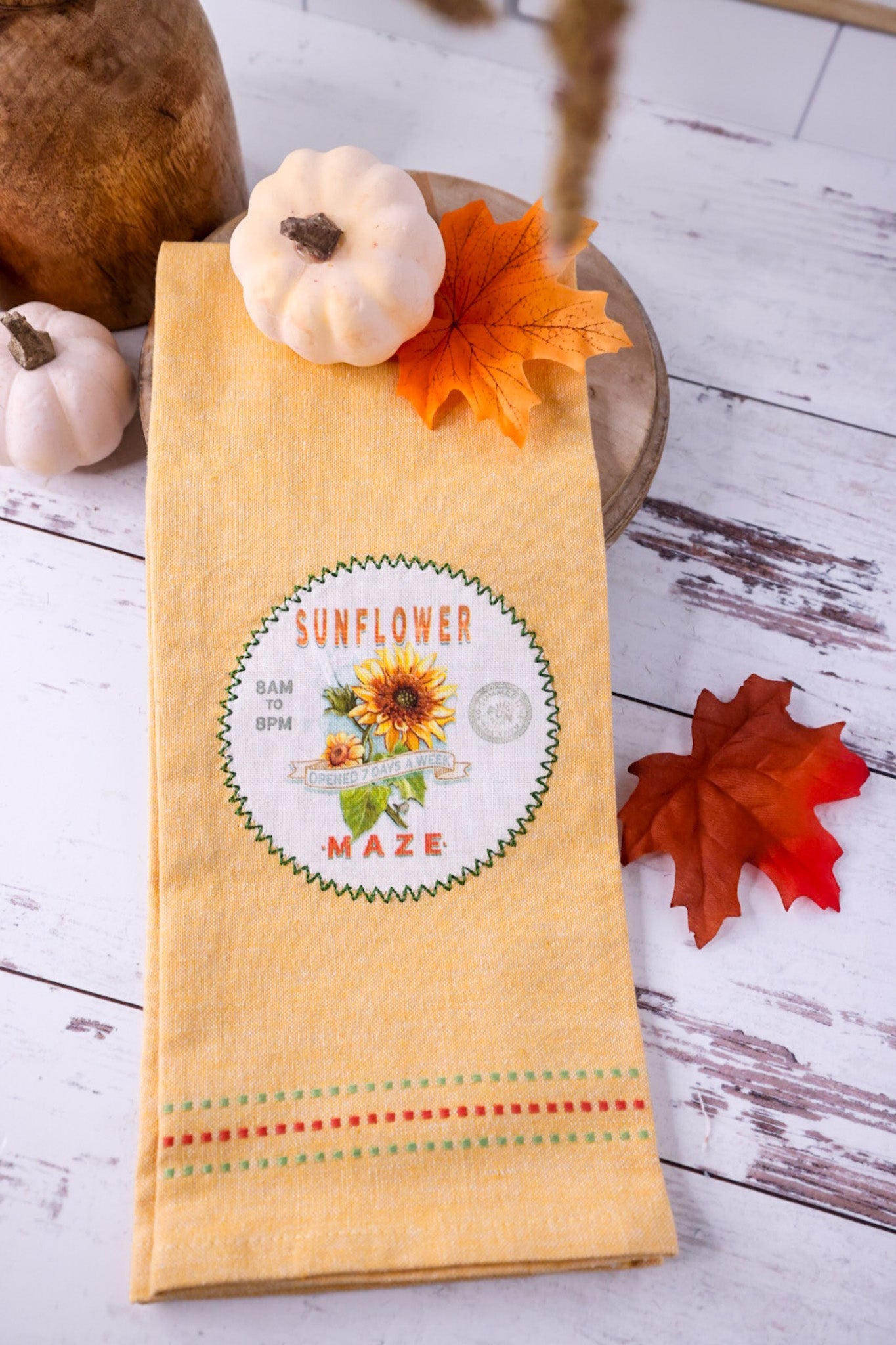 Vintage Sunflower Maze Kitchen Towel - Whiskey Skies