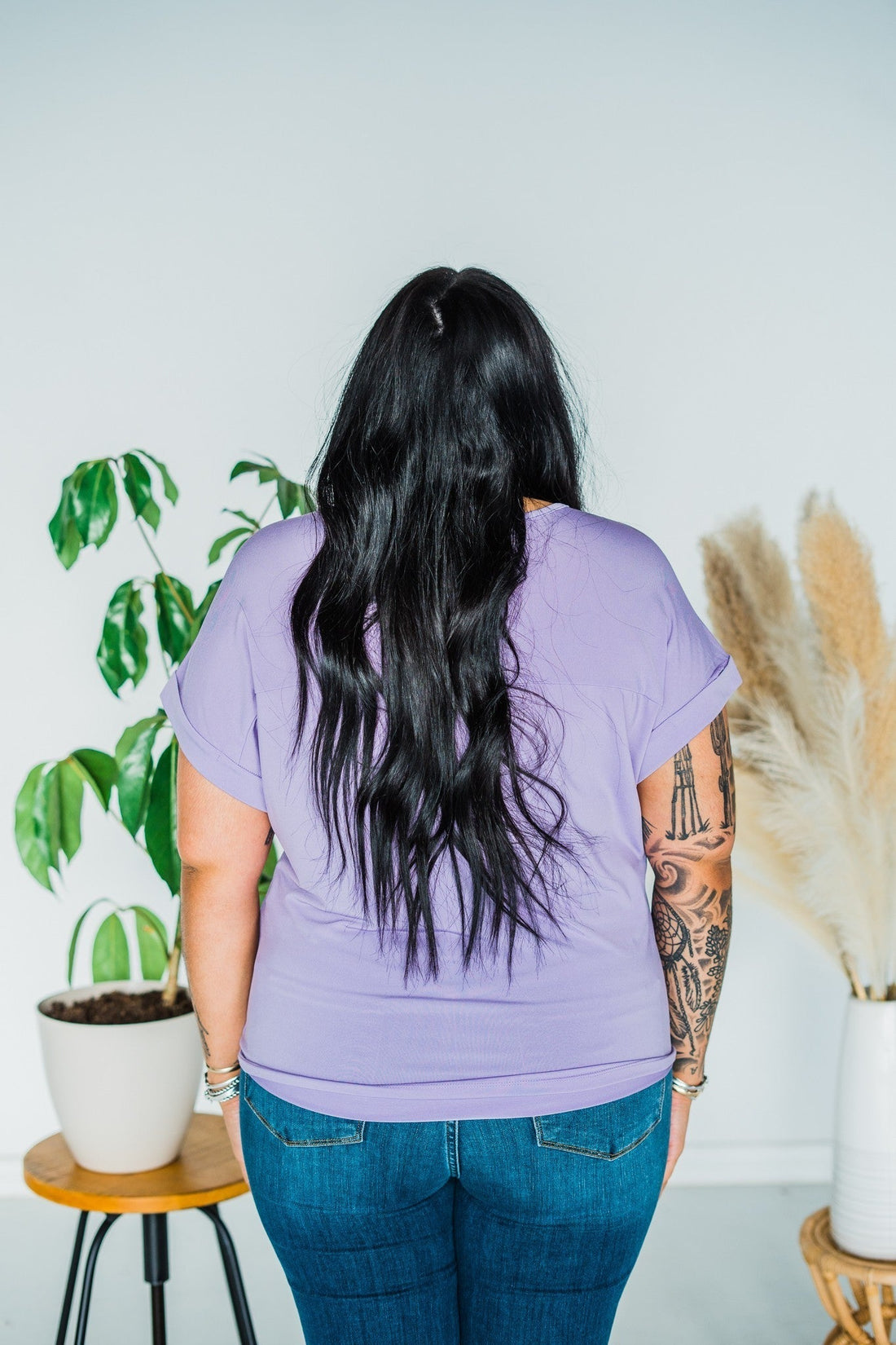 Violet Rolled Sleeve Pocket Tee - Whiskey Skies - SEW IN LOVE