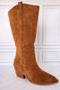 Western Corky Howdy Camel Suede Boots - Whiskey Skies