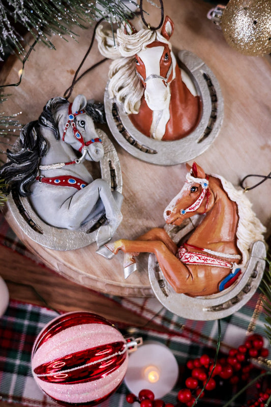 Western Horseshoe With Horse Ornaments (3 Styles) - Whiskey Skies