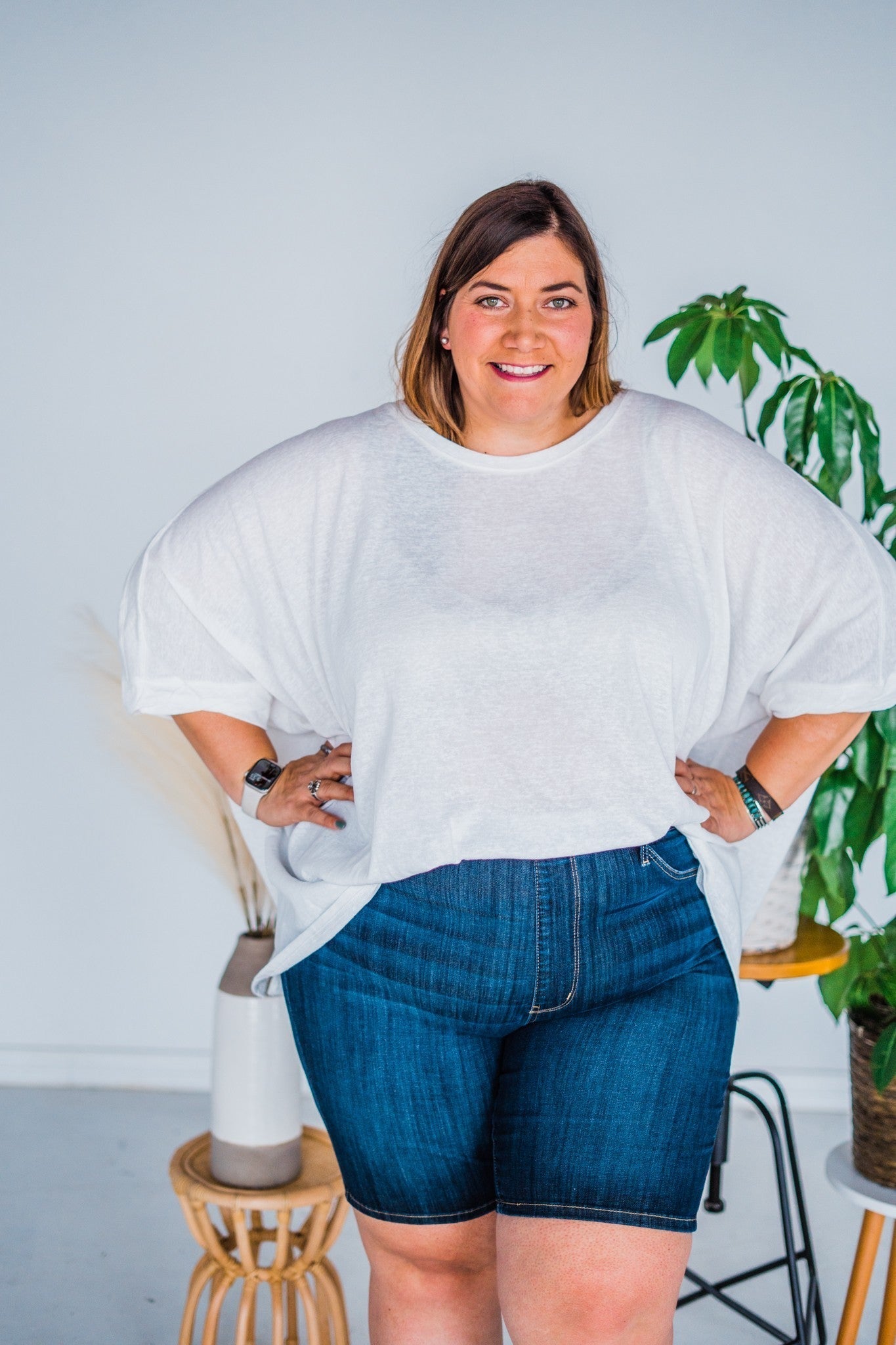 White Loose Fit Dolman 3/4 Sleeve Top - Whiskey Skies