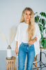 White Loose Fit Dolman 3/4 Sleeve Top
