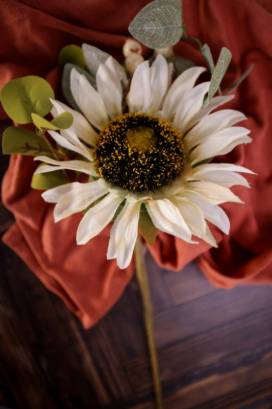 White Sunflower & Eucalyptus Pick - Whiskey Skies