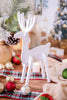 White Wooden Reindeer Cutout Table Top Decor - Whiskey Skies