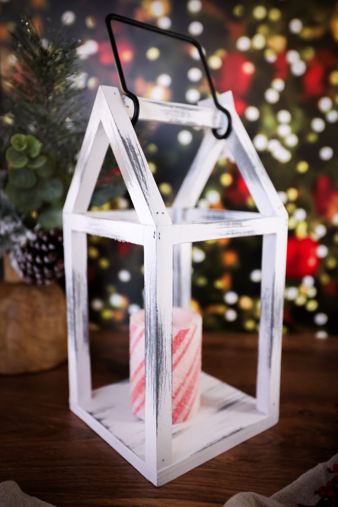 Whitewashed Wood House Lantern - Whiskey Skies