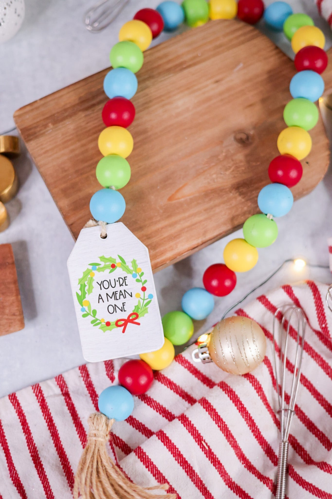 Wood Bead & Gift Tag Garland (3 Styles) - Whiskey Skies