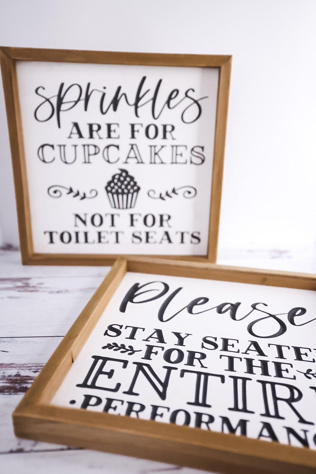 Wood Engraved Bathroom Signs (2 Styles) - Whiskey Skies