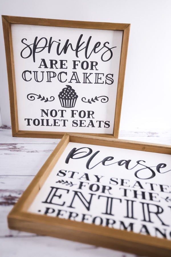 Wood Engraved Bathroom Signs (2 Styles) - Whiskey Skies