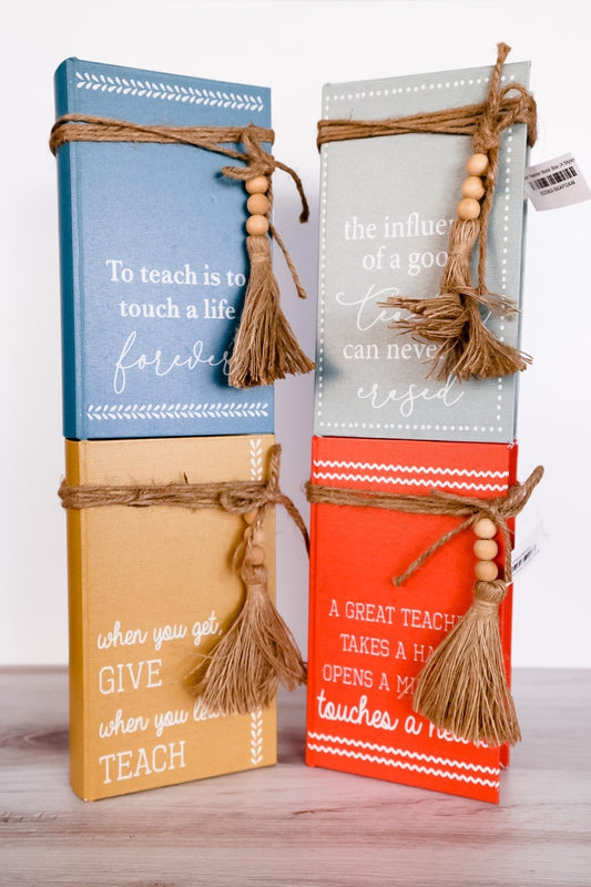 Wood Teacher Book Box (4 Styles) - Whiskey Skies