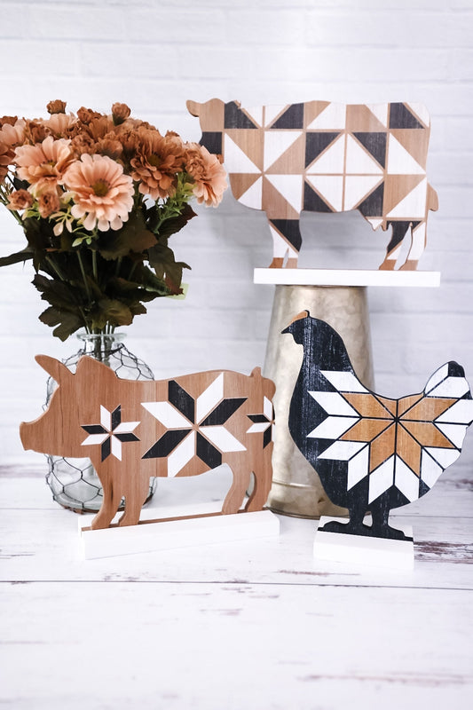 Wooden Country Animal Tabletop Sitters (3 Styles) - Whiskey Skies