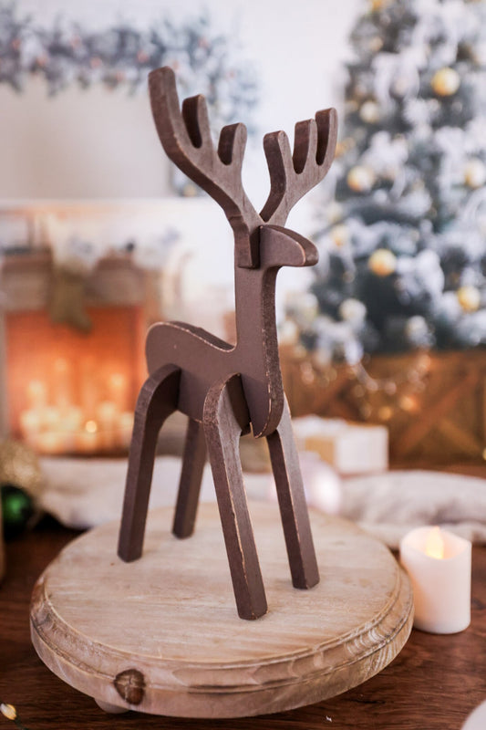 Wooden Reindeer Cutout Table Top Decor - Whiskey Skies