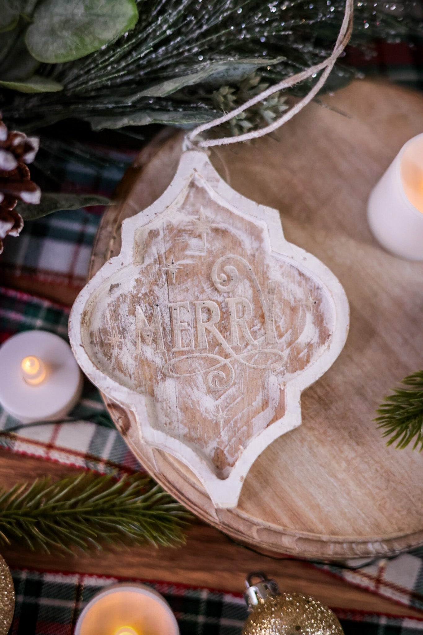 Woodland Farmhouse Christmas Whitewashed Ornaments (Four Styles) - Whiskey Skies