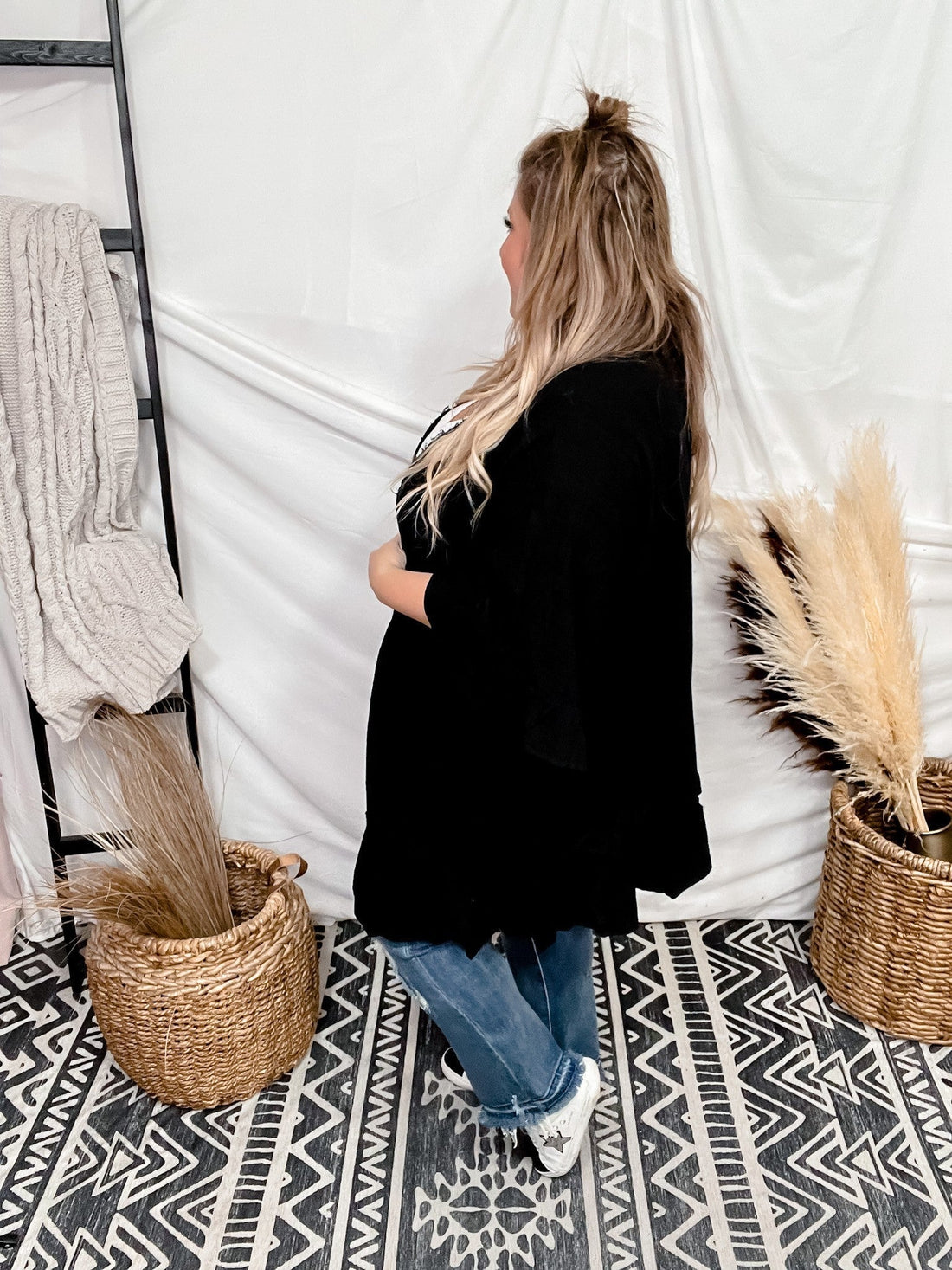 Woven Half Sleeve Cardigan - Whiskey Skies - VANILLA BAY