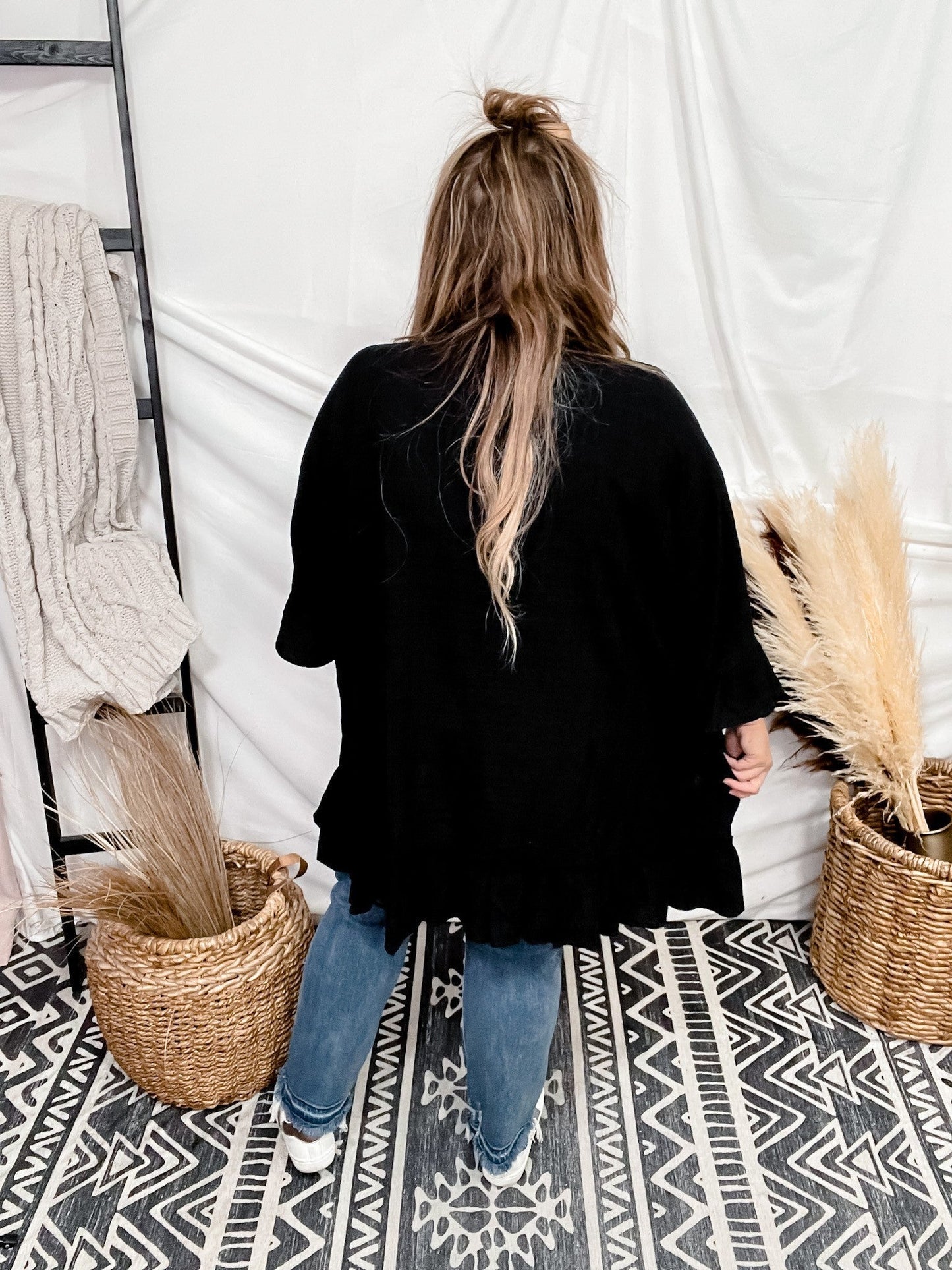 Woven Half Sleeve Cardigan - Whiskey Skies - VANILLA BAY