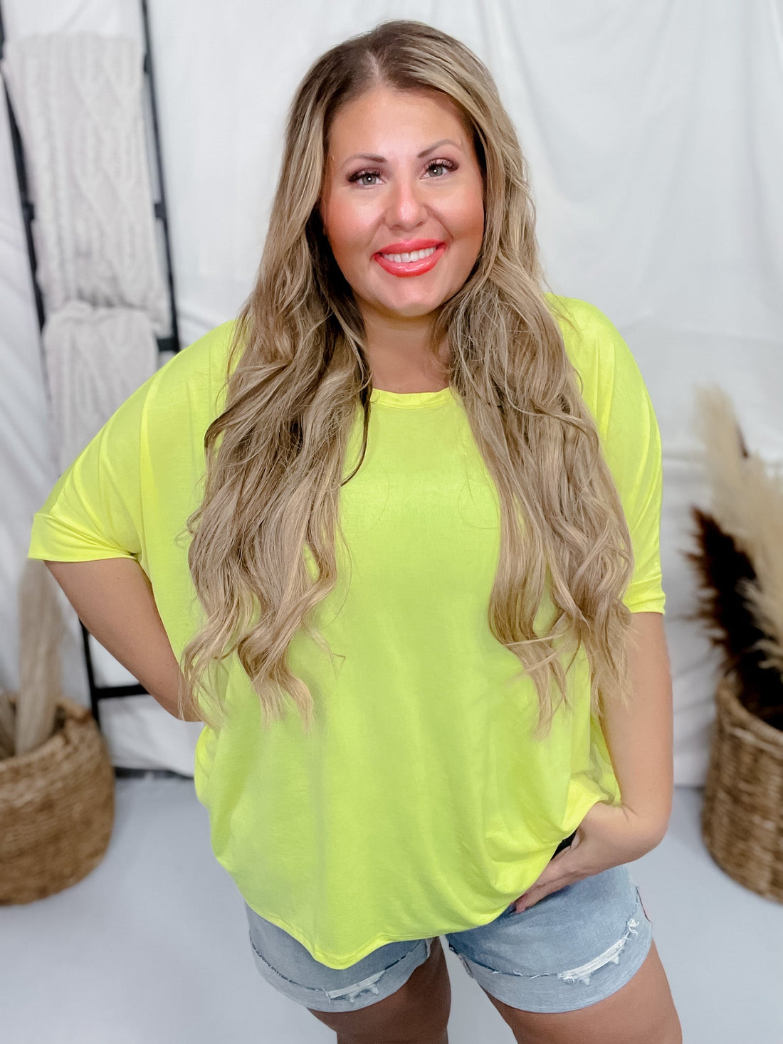 Yellow Dolman Sleeve Tunic Top - Whiskey Skies