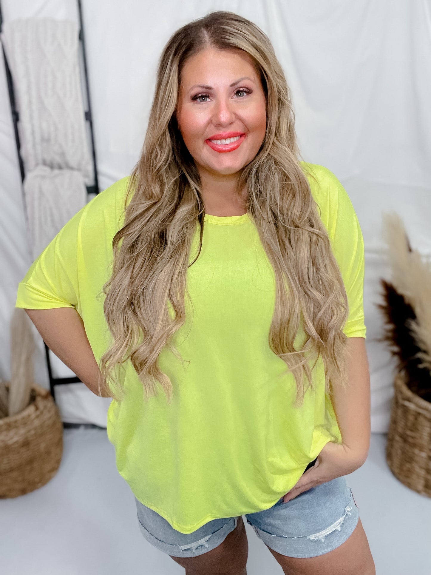 Yellow Dolman Sleeve Tunic Top - Whiskey Skies