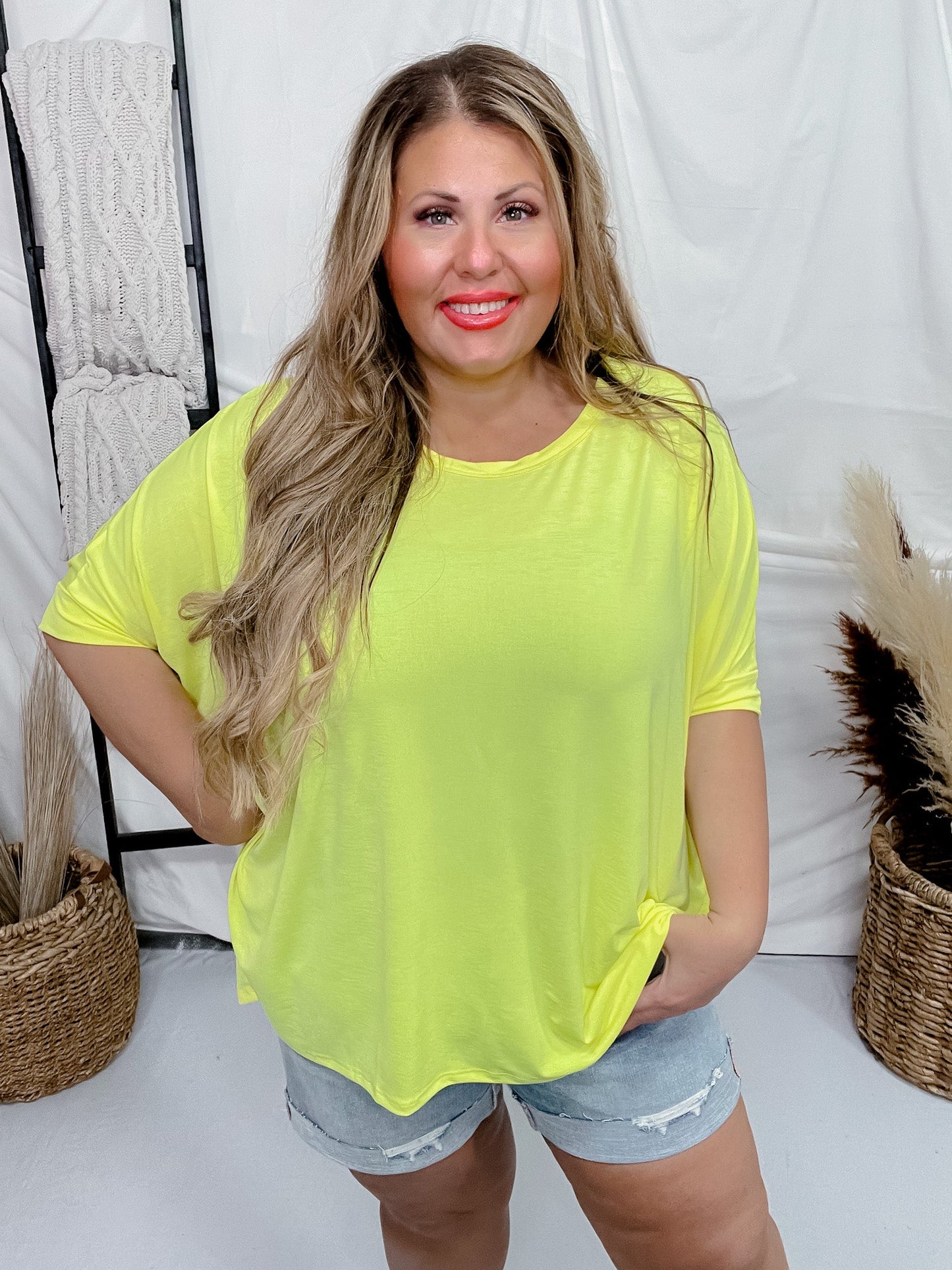 Yellow Dolman Sleeve Tunic Top - Whiskey Skies